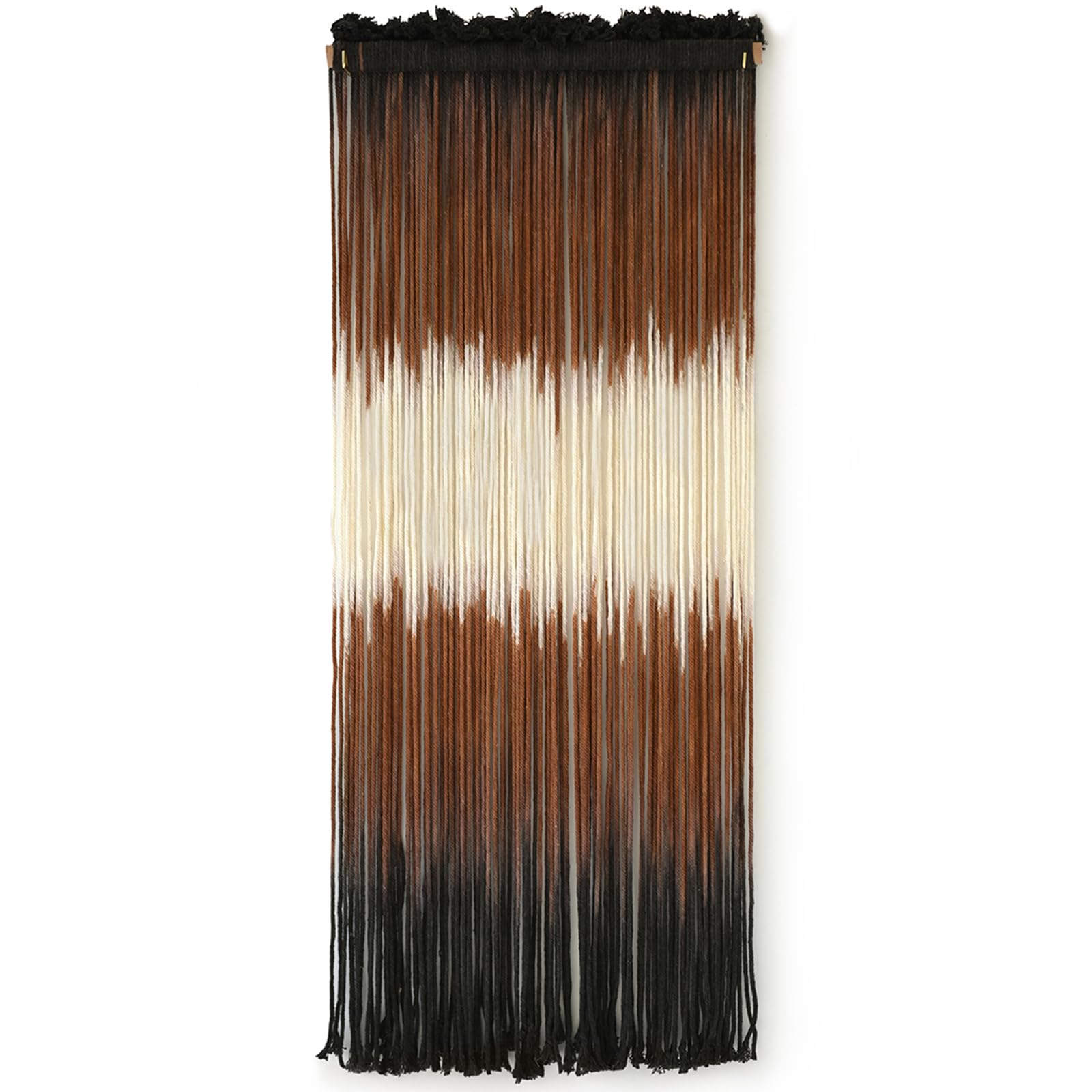 2 Pcs Tie-dye Macrame Wall Hanging Boho Home Decor, Blue White Yarn Tassel Wall Art with Modern Wood Frame, Semicircle Design 13.7" W x 30" L Perfect for Living Room Bedroom Headboard Decoration